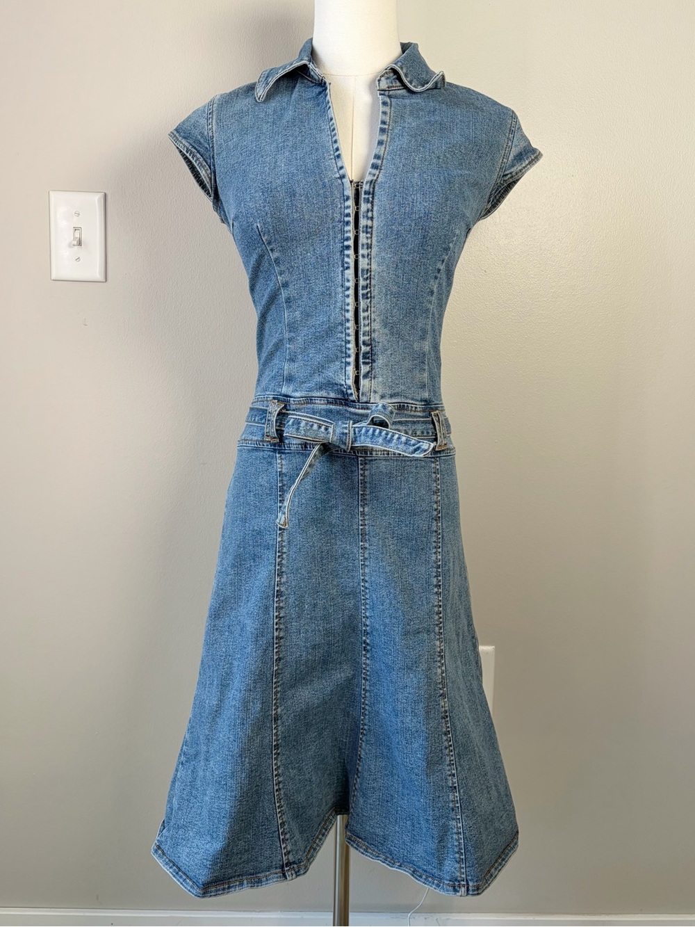 Arden B Denim Belted Corset Dress